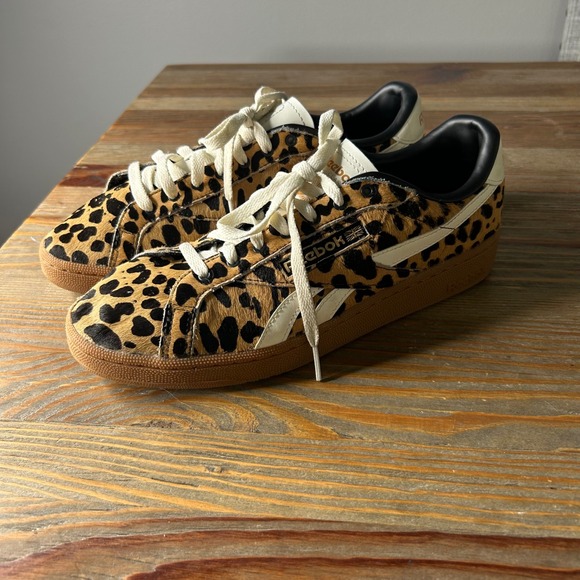 Reebok Club C 85 Animal Print Leopard Low Top Sneakers Size 11 Women's - Picture 1 of 7